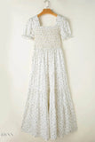 Floral Smocked Puff Sleeve Maxi Dress - EBYNN