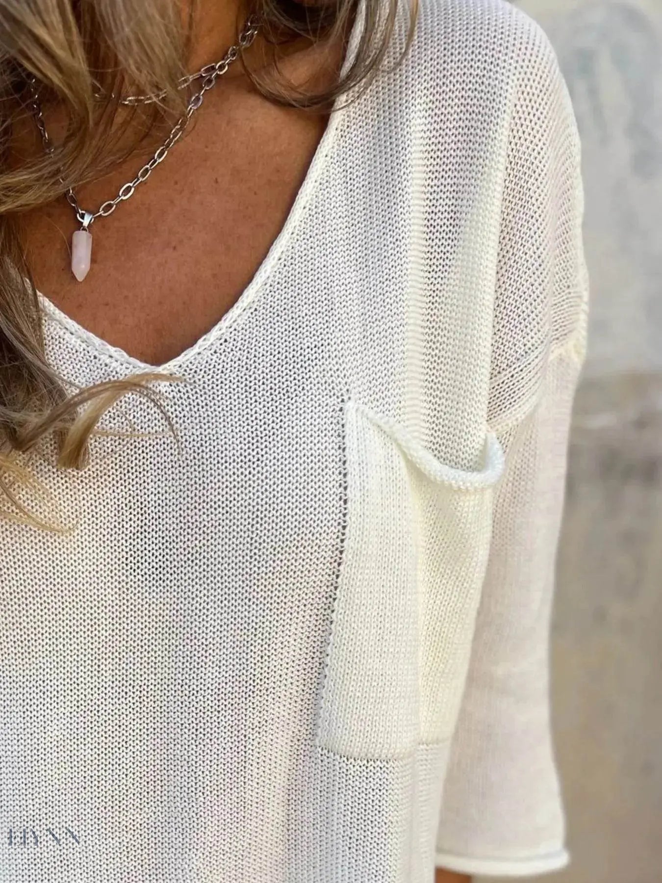 Plus Size V-Neck Sweater with Pockets for Ultimate Comfort - EBYNN