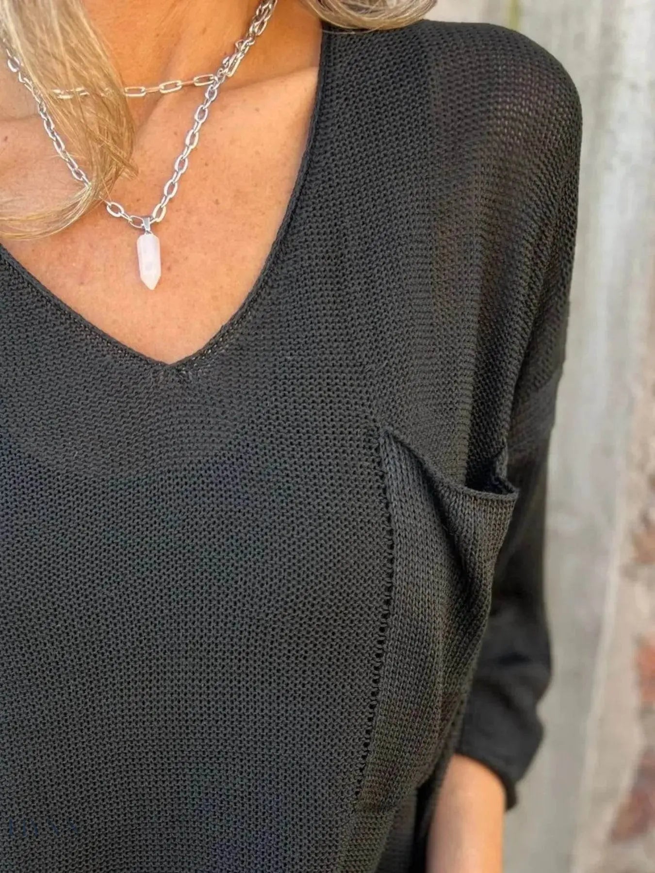 Plus Size V-Neck Sweater with Pockets for Ultimate Comfort - EBYNN