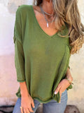 Plus Size V-Neck Sweater with Pockets for Ultimate Comfort - EBYNN