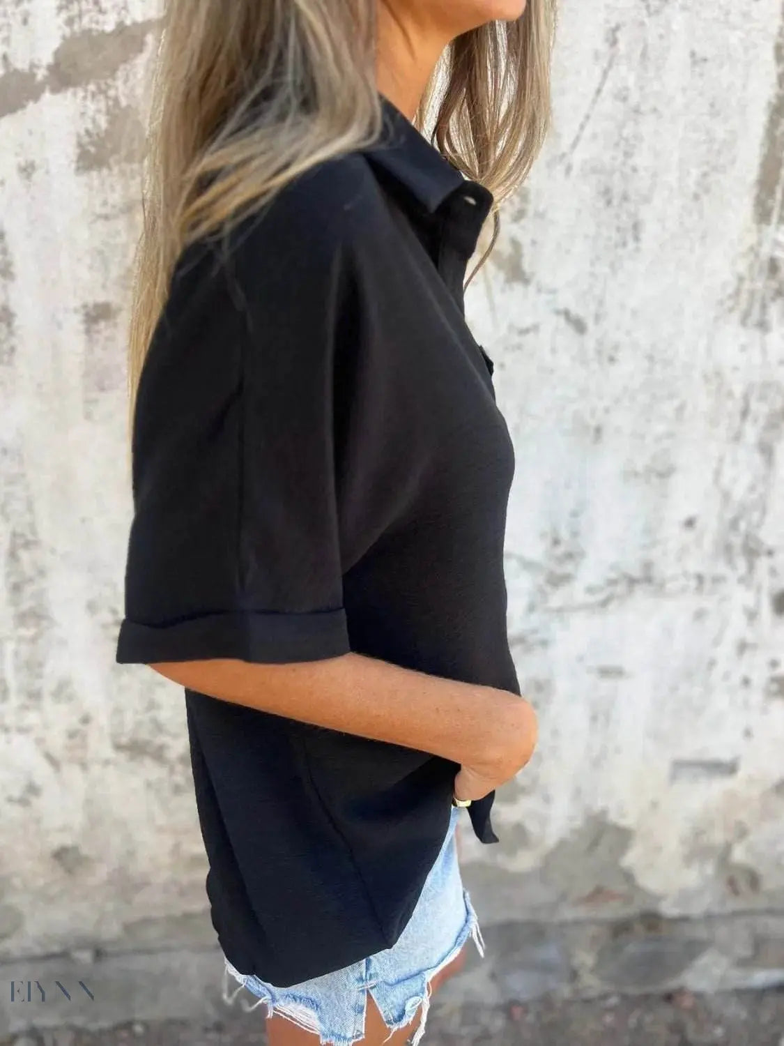 Plus Size Collared Half Sleeve Shirt for Stylish Comfort - EBYNN