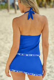 Halter Neck Swim Top and Ruched Skirt Set - EBYNN