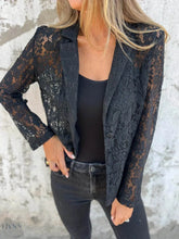 Full Size Plus Size Blazer - Effortless Elegance in Open-Front Lace Style - EBYNN