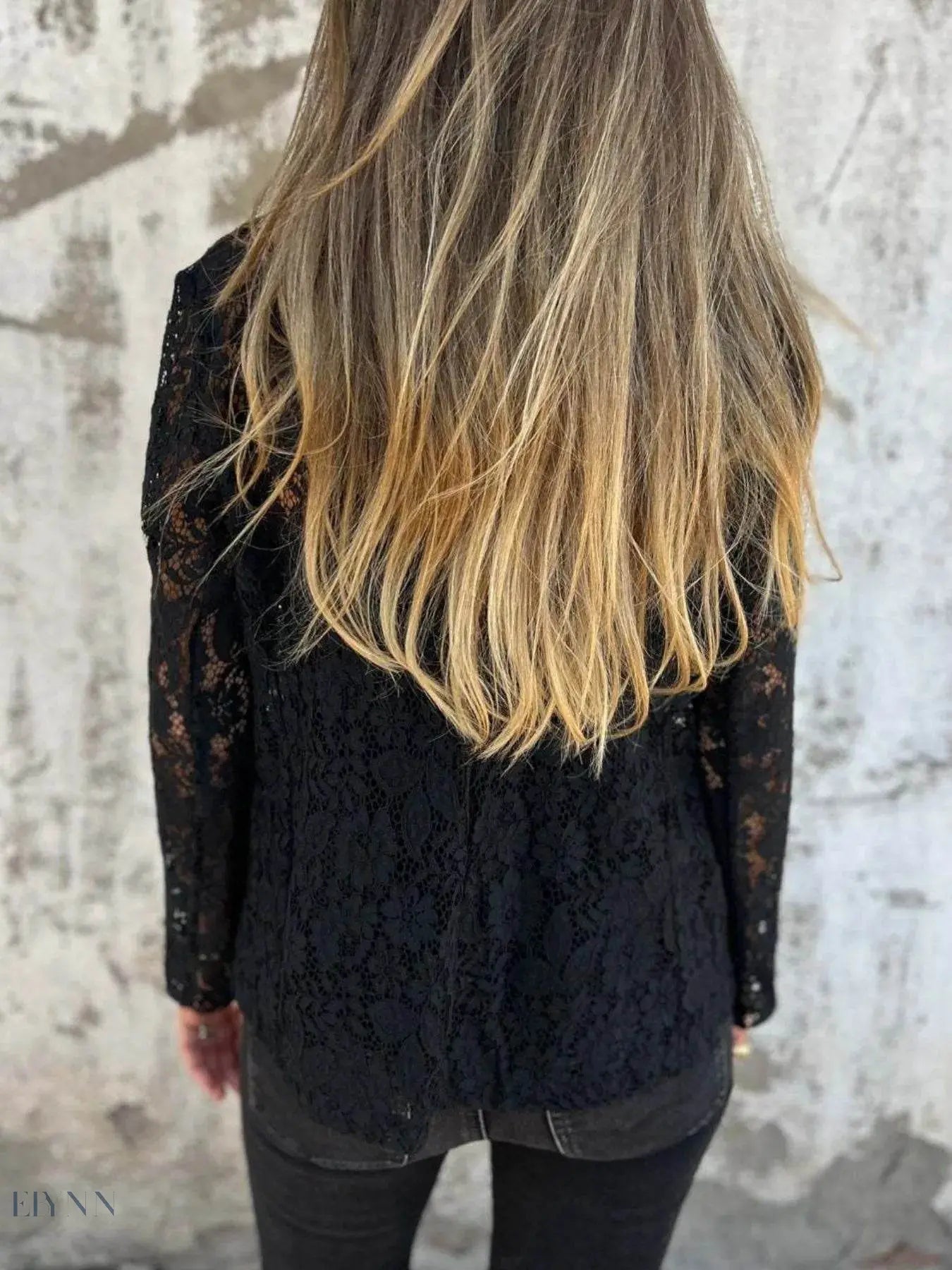 Full Size Plus Size Blazer - Effortless Elegance in Open-Front Lace Style - EBYNN