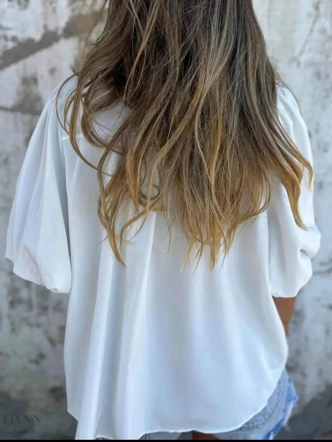 Plus Size Puff Sleeve Blouse with Smocked Design - EBYNN