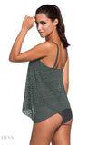 Full Size Spaghetti Strap Scoop Neck Tankini Set - EBYNN