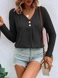 Plus Size Long Sleeve T-Shirt with V-Neck for Every Body - EBYNN