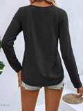 Plus Size Long Sleeve T-Shirt with V-Neck for Every Body - EBYNN