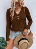 Plus Size Long Sleeve T-Shirt with V-Neck for Every Body - EBYNN