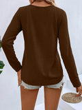 Plus Size Long Sleeve T-Shirt with V-Neck for Every Body - EBYNN