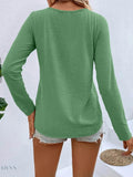 Plus Size Long Sleeve T-Shirt with V-Neck for Every Body - EBYNN