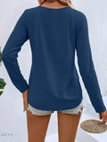 Plus Size Long Sleeve T-Shirt with V-Neck for Every Body - EBYNN