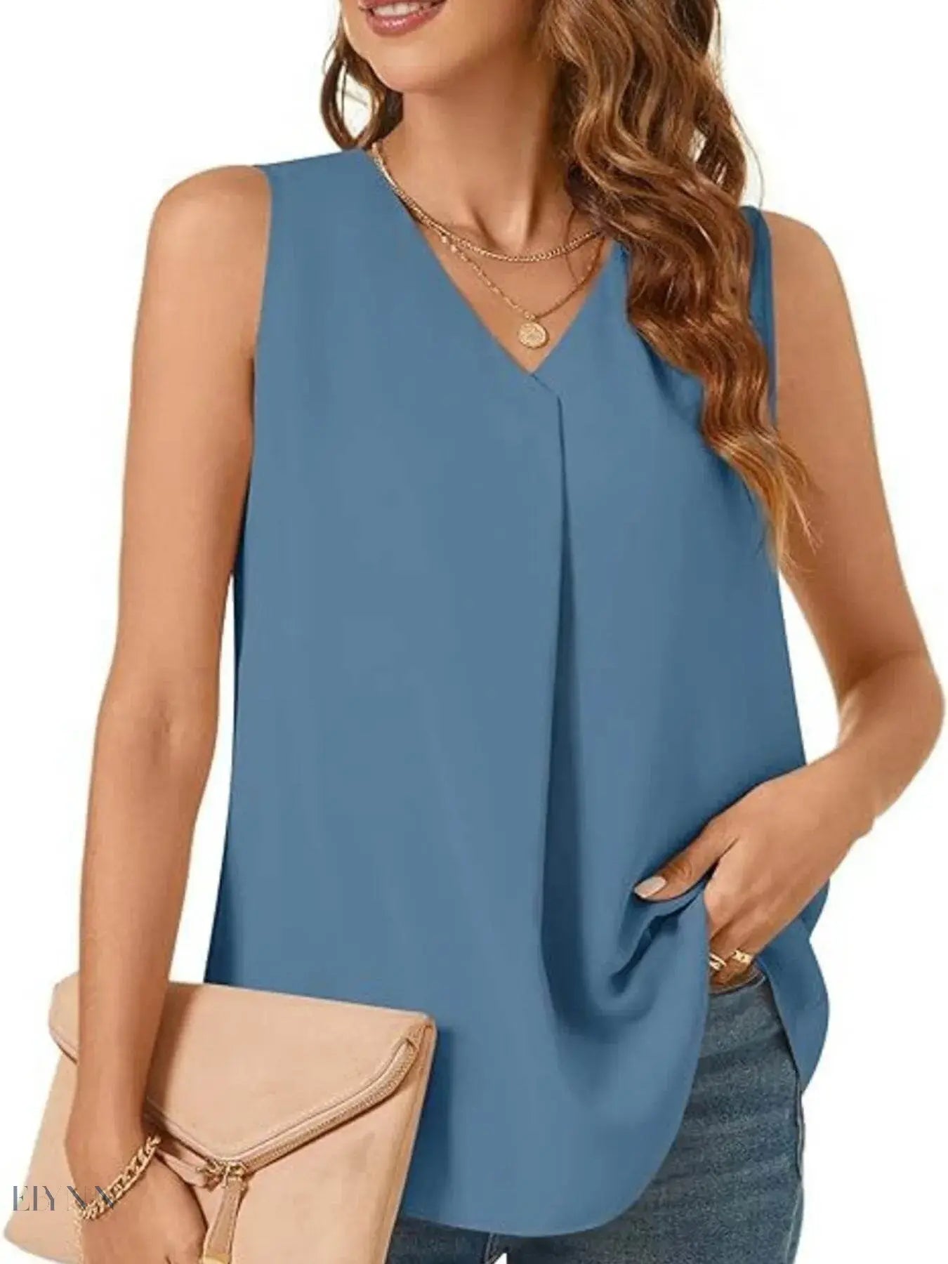 Plus Size V-Neck Tank Top - Stylish Sleeveless Fashion for Every Body - EBYNN