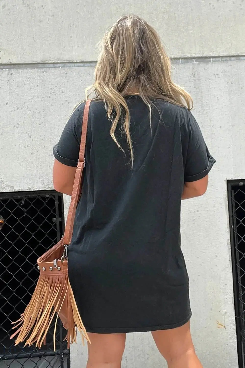 Graphic Round Neck Short Sleeve Tee Dress - EBYNN