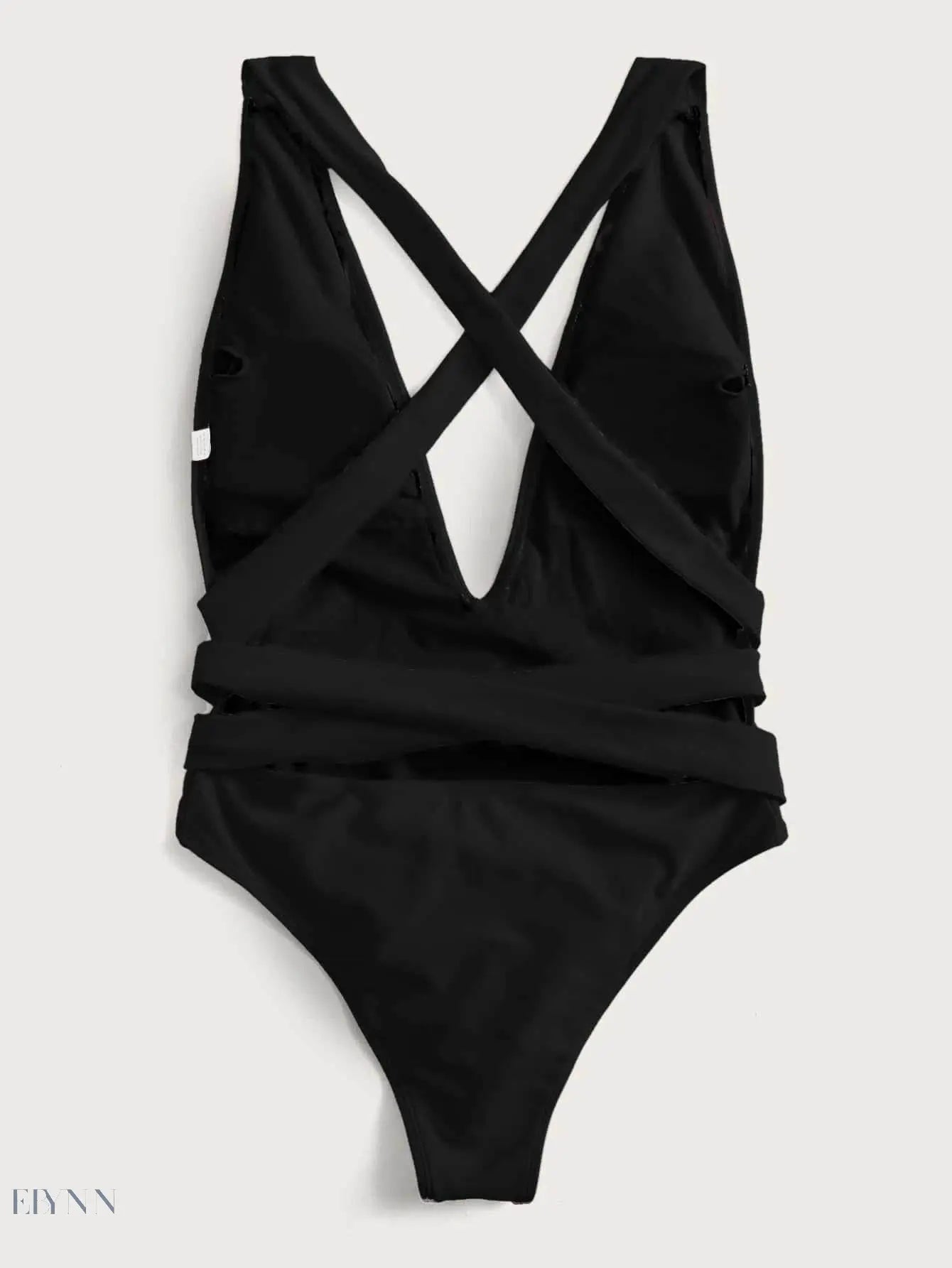 Halter Neck Deep V Tied One-Piece Swimsuit - EBYNN