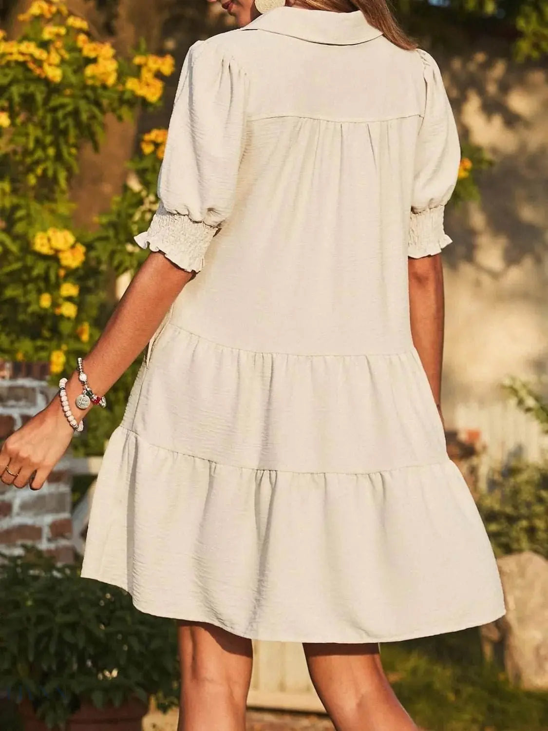 Johnny Collar Short Sleeve Mini Dress - EBYNN