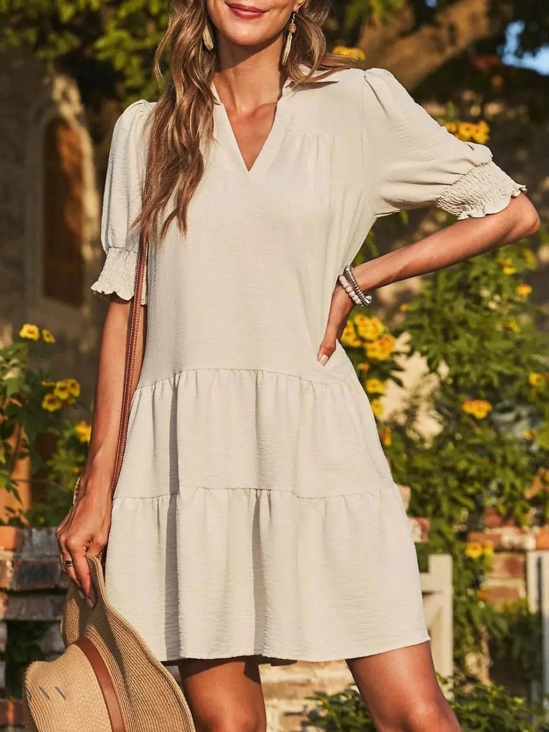 Johnny Collar Short Sleeve Mini Dress - EBYNN