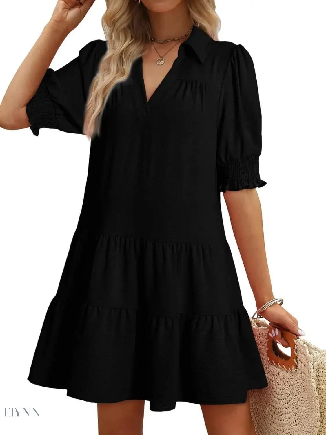 Johnny Collar Short Sleeve Mini Dress - EBYNN