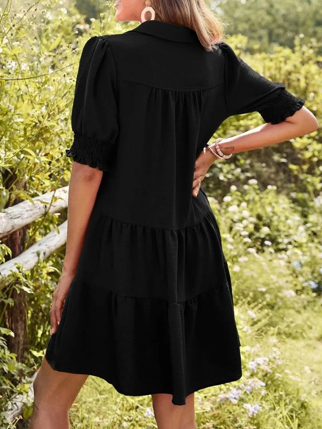 Johnny Collar Short Sleeve Mini Dress - EBYNN