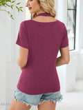 Lace Detail T-Shirt with Short Sleeves for Effortless Style - EBYNN