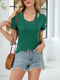 Lace Detail T-Shirt with Short Sleeves for Effortless Style - EBYNN