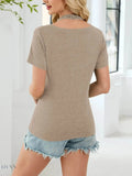 Lace Detail T-Shirt with Short Sleeves for Effortless Style - EBYNN