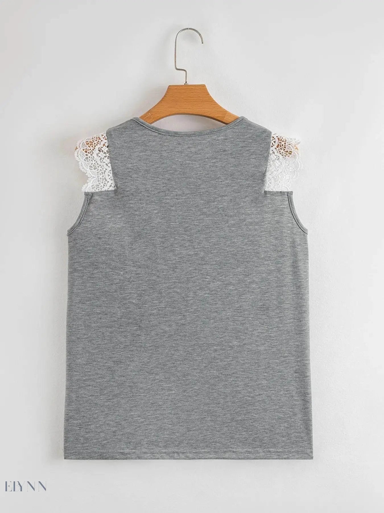 Lace Trim V-Neck Tank Top with Cross-Front Design - EBYNN