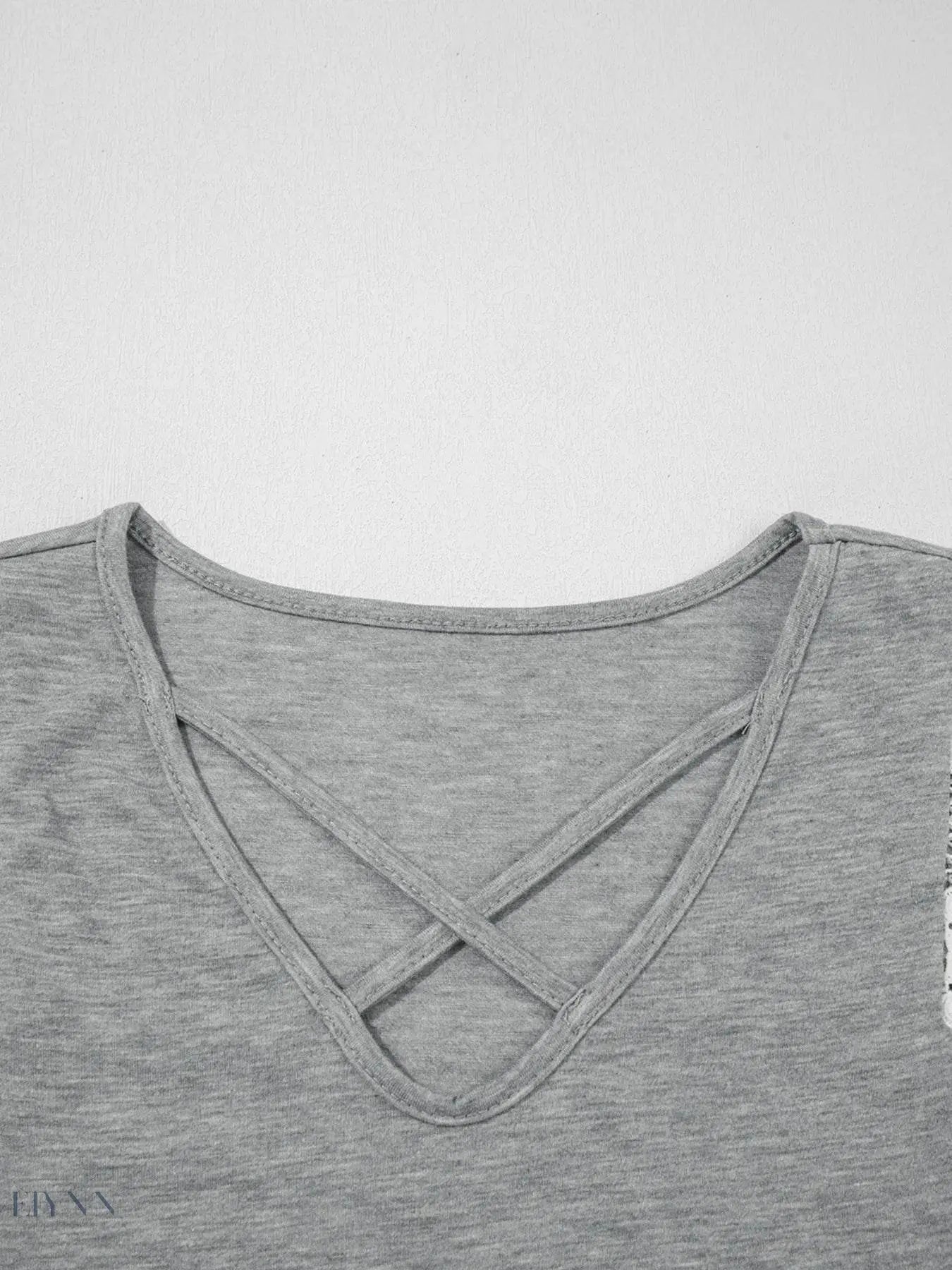 Lace Trim V-Neck Tank Top with Cross-Front Design - EBYNN