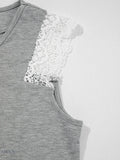 Lace Trim V-Neck Tank Top with Cross-Front Design - EBYNN