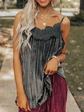 Lace Trim Cami Top with Pleated Design for Effortless Style - EBYNN