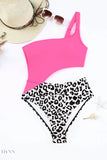 Leopard Cutout One-Shoulder One-Piece Swimsuit - EBYNN