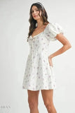 MABLE Floral Print Puff Sleeve Mini Dress - EBYNN