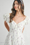 MABLE Floral Print Puff Sleeve Mini Dress - EBYNN