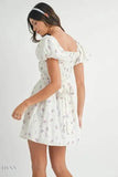 MABLE Floral Print Puff Sleeve Mini Dress - EBYNN