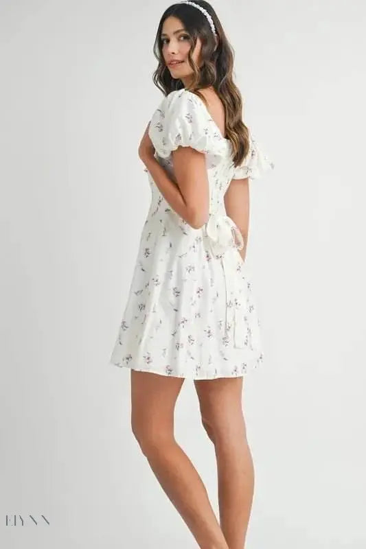 MABLE Floral Print Puff Sleeve Mini Dress - EBYNN