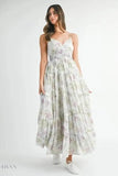 MABLE Floral Print Tiered Cami Maxi Dress - EBYNN