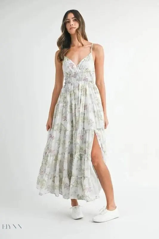 MABLE Floral Print Tiered Cami Maxi Dress - EBYNN