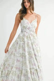 MABLE Floral Print Tiered Cami Maxi Dress - EBYNN