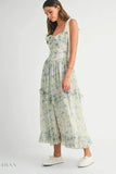 MABLE Floral Printed Shoulder Strap Midi Dress - EBYNN