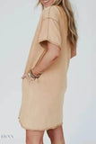 Mineral Wash Star T-Shirt Dress with Stud Beaded Pockets - EBYNN