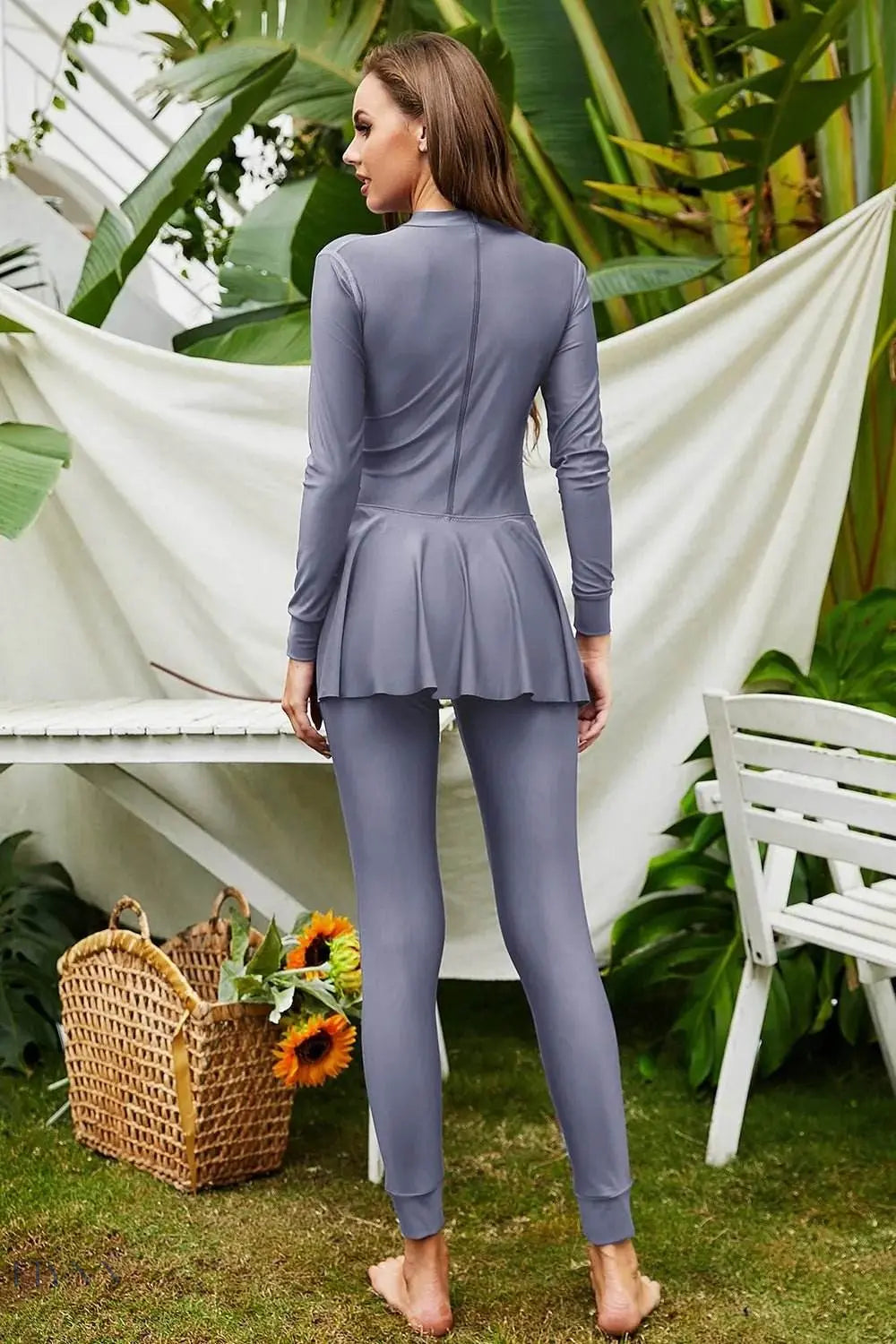 Mock Neck Long Sleeve One-Piece Swimwear - EBYNN