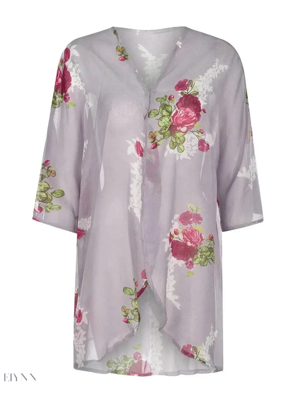 Sheer Beach Cover Up Lightweight White Kimono - EBYNN
