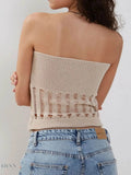 Openwork Knit Tube Top for Trendy Summer Fashion - EBYNN
