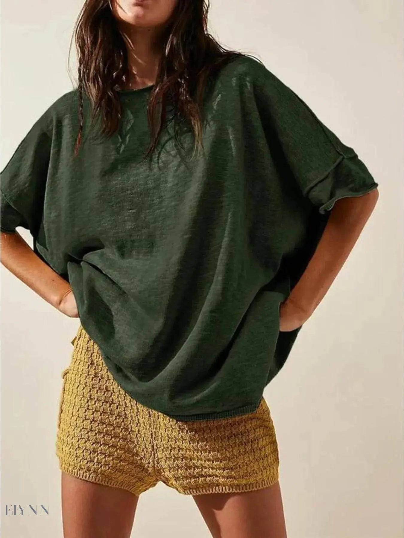 Oversized Round Neck T-Shirt for Ultimate Comfort with Drop-Shoulder Design - EBYNN