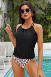 Leopard Printed Crisscross Back Tankini Set - EBYNN