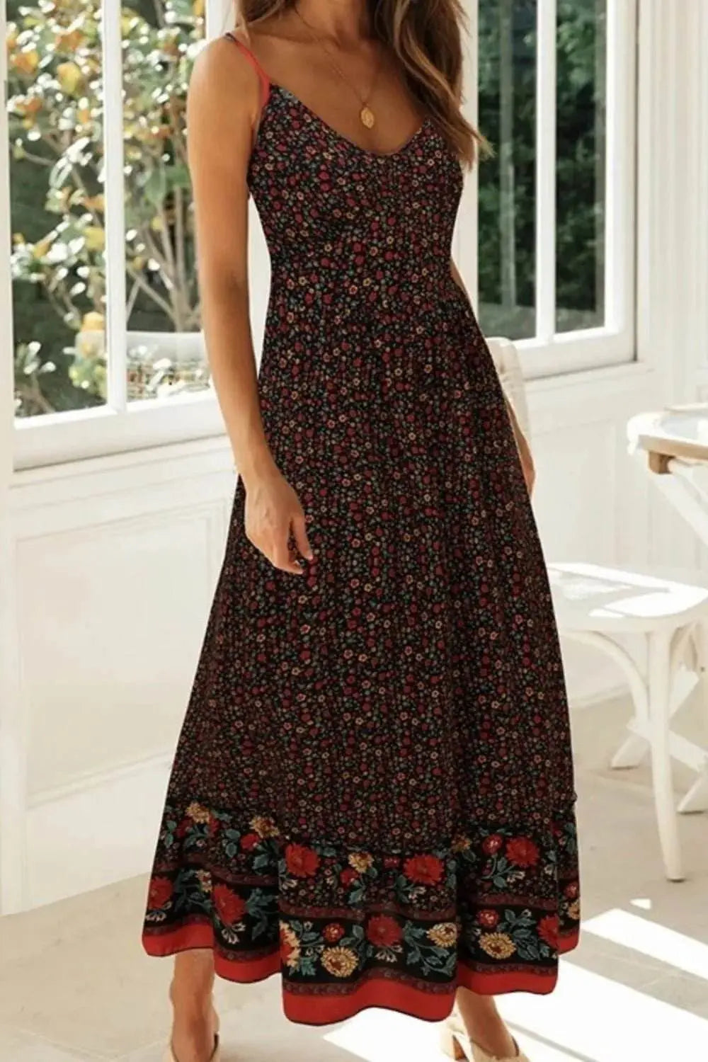 Printed Maxi Cami Dress - EBYNN