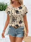 Printed Short Sleeve Blouse for Effortless Style and Comfort - EBYNN