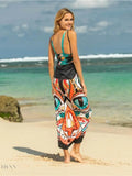Printed Spaghetti Strap Cover Up Beach Wrap - EBYNN