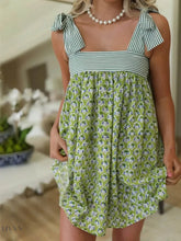 Printed Mini Cami Dress with Tie Shoulder Detail - EBYNN