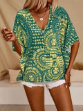 Printed V-Neck Half Sleeve Top for Effortless Style - Perfect Printed V-Neck Top - EBYNN